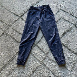 Albion Jet setter pants joggers with zippers blue plaid high rise pull on XS